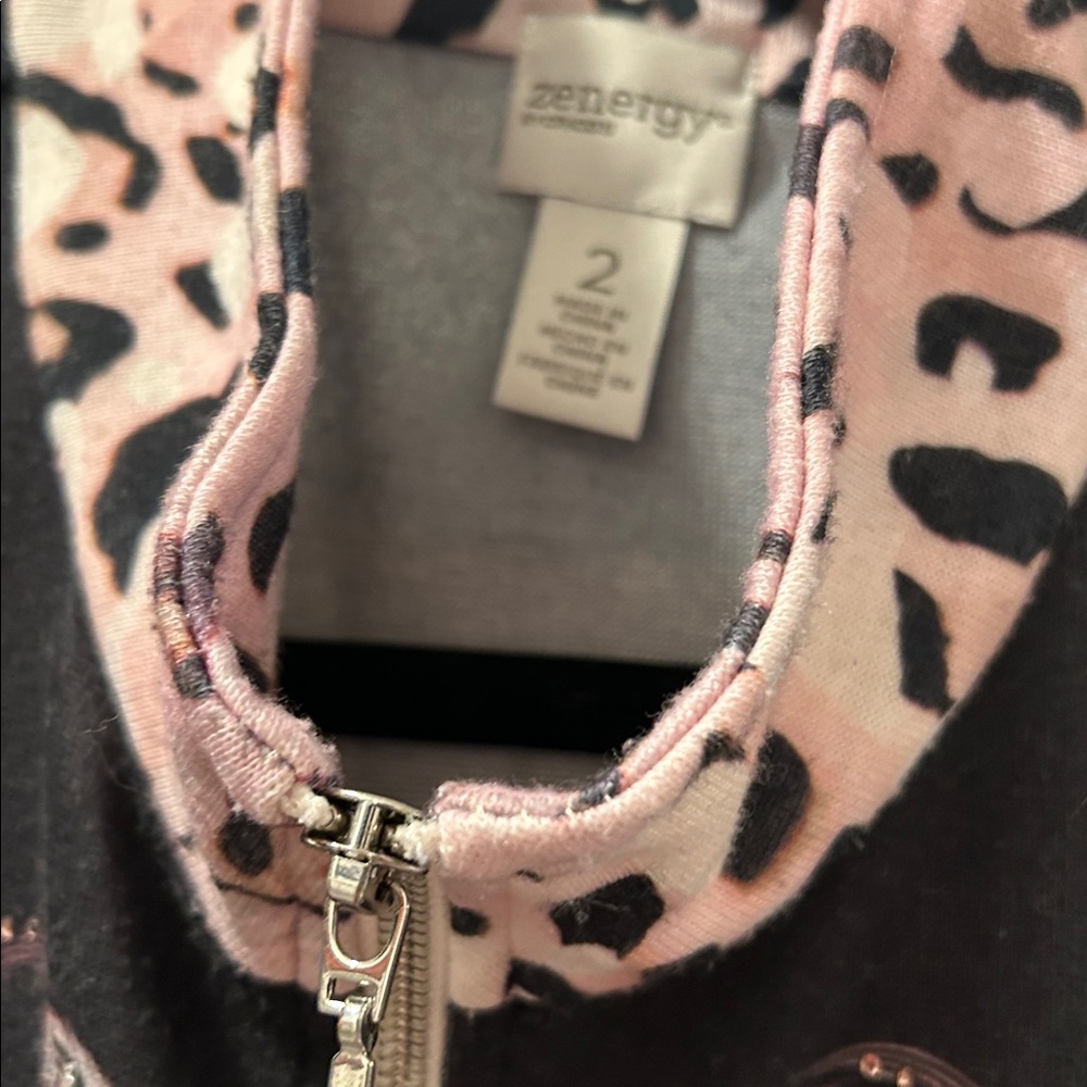 Chicos Printed full Zip-Front Women's Jacket in Black and Pink. Chico 2 medium? - Picture 6 of 12